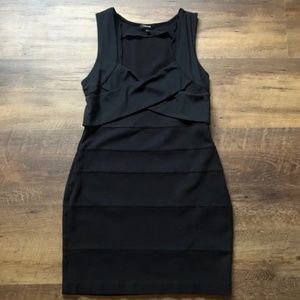 Express Bodycon Black Dress, CrissCross Bodice, L
